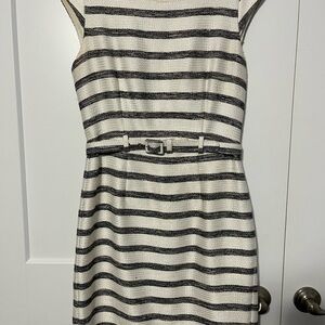 Banana Republic Black and White Striped Midi Dress